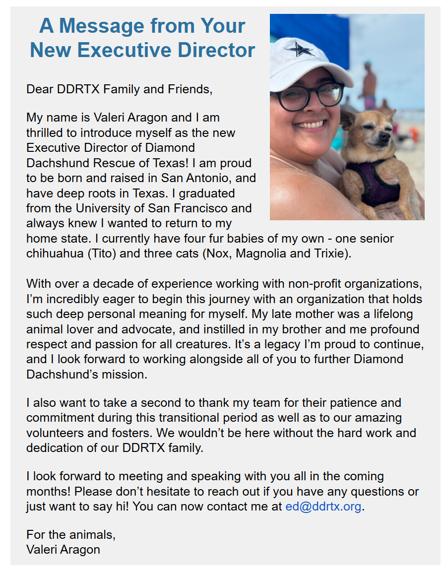 Newsletter - A Message From your New Executive Director